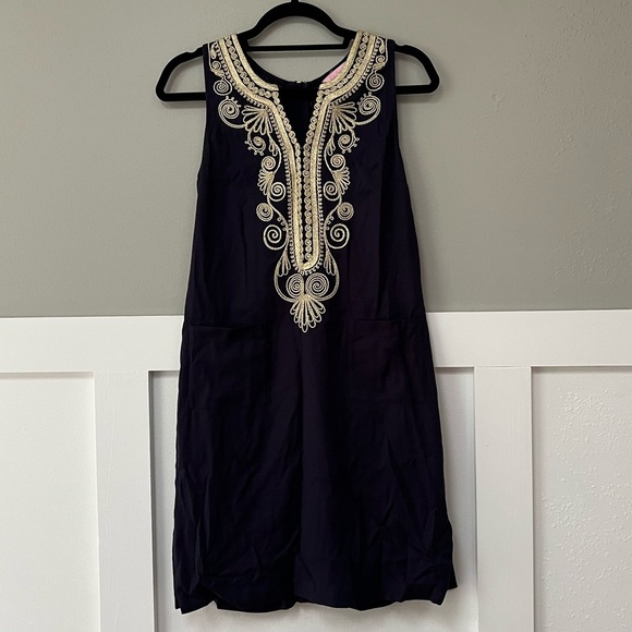 Lilly Pulitzer Carlotta Stretch Shift Dress in True Navy - Picture 4 of 9